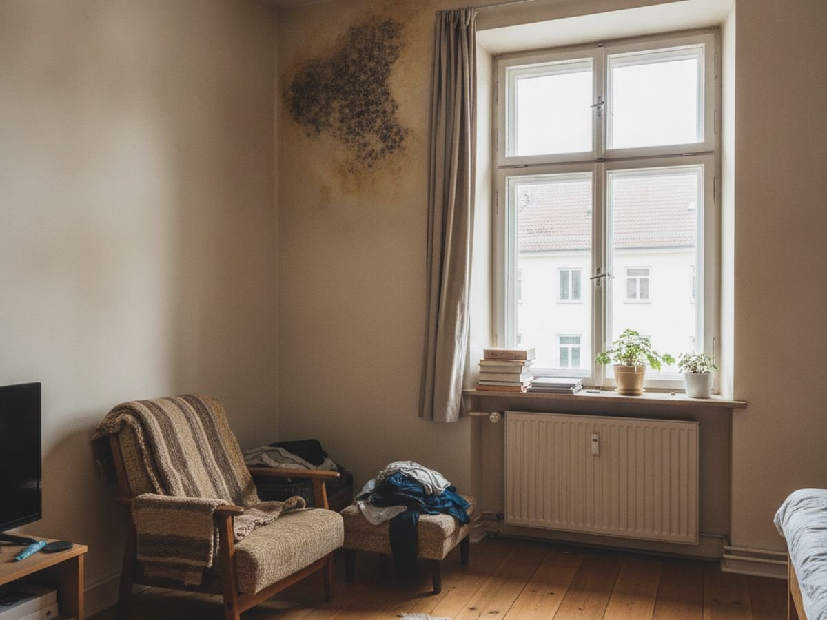 Zimmerecke mit Schimmelbefall an der Außenwand