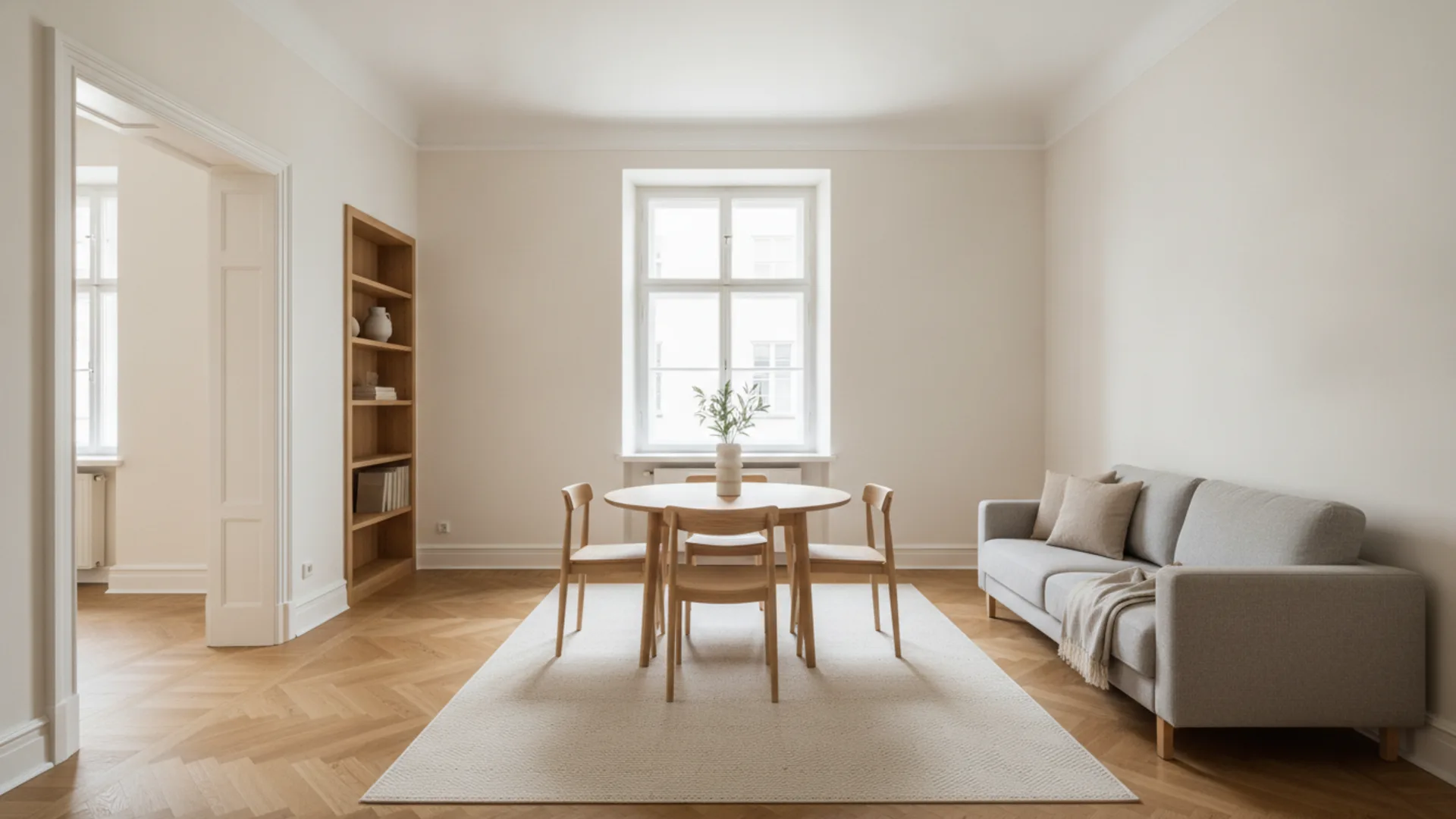 Heller Münchner Wohnraum mit frisch gestalteten Wänden